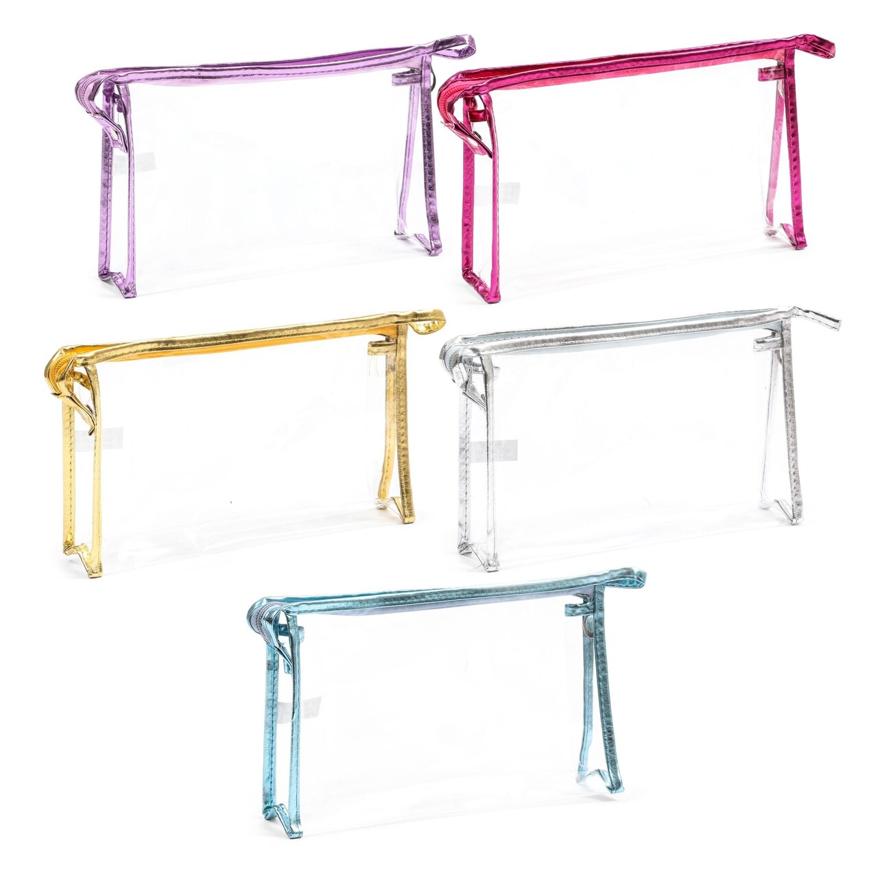 Clear Makeup Bags with Zipper, Travel Size Toiletry Bag (9.5 x 6 In, 5 Pack)